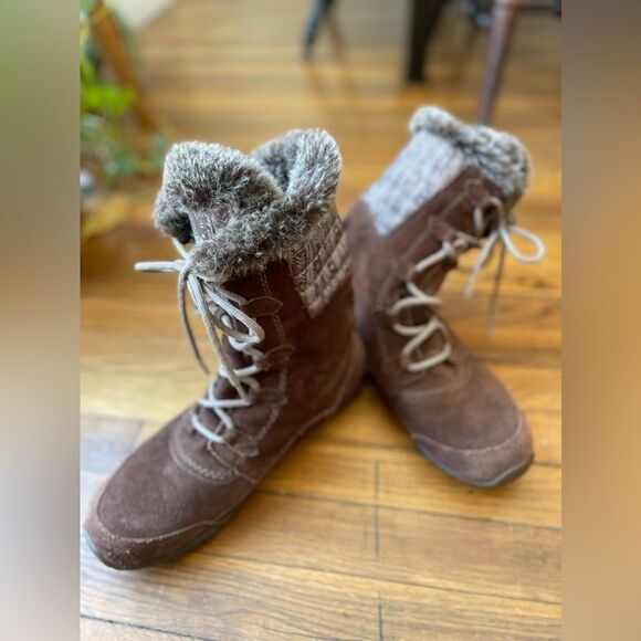 North Face Like New Brown Nuptse Purna II Women’s boots size 10 fur lined - Picture 5 of 10